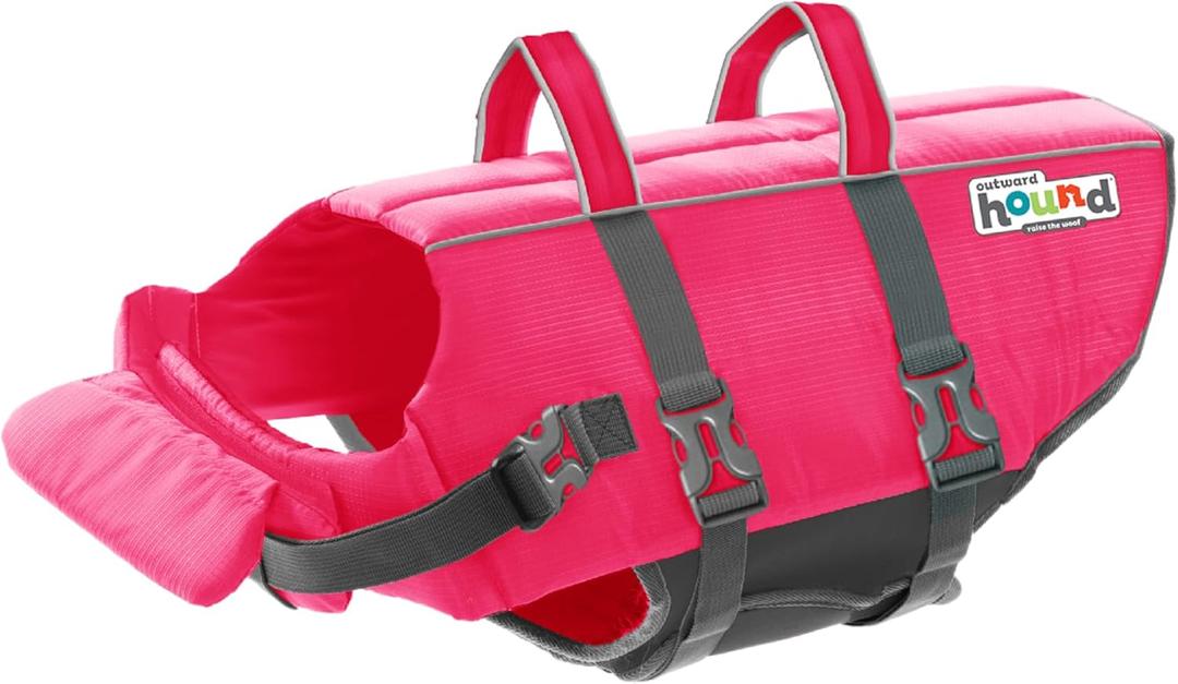 Outward Hound Granby Splash Dog Life Jacket, High-Buoyancy Dog Life Vest for Swimming, Boating, and Water Safety, Large, Pink (Large (Chest Girth: 28"-32"))