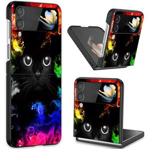for Samsung Galaxy Z Flip 4 Phone Case, Slim Fit Hard PC Shockproof Anti-Scratch Fold Protective Case for Samsung Galaxy Z Flip 4 5G 2022, Black Cat Face for Samsung Galaxy Z Flip 4 Phone Case, Slim Fit Hard PC Shockproof Anti-Scratch Fold Protective Case for Samsung Galaxy Z Flip 4 5G 2022, Black Cat Face