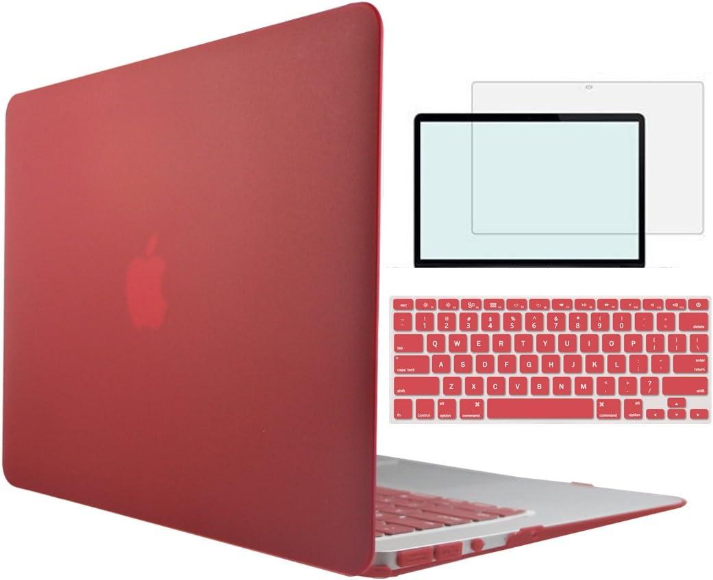 MacBook Pro Retina 15 inch Case Release 2012-2015,4 in 1 Bundle Plastic Hard Shell Snap on Case with Keyboard Skin Screen Protector for Mac Book Pro 15.4 with Retina Display A1398, WineRed