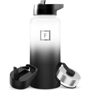 IRON °FLASK Camping & Hiking Hydration Flask with Straw, Wide Mouth Insulated Stainless Steel Sports Water Bottle - 32 oz Day & Night