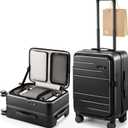 LUGGEX Top Opening Carry On Luggage, Aluminum Frame, Black, 20"
