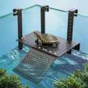 Adjustable Hanging Acrylic Turtle Basking Platform 12x7 for 0.3-2" Tanks | Black acrylic turtle dock with ramp fits 0.3"-2" thick aquarium rims. Acrylic basking platform for aquatic tanks.