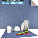 Drymate Jumbo XL Dish Drying Mat (19”x24”), Low-Profile, Super Absorbent, Quick Dry Fabric, Waterproof & Slip-Resistant, for Kitchen Counter, Trimmable, Easy to Clean (USA Made)(Blue)