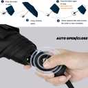 SIEPASA Compact Travel Umbrella - Windproof Auto Open/Close, Small Folding Umbrella for Rain - Lightweight & Durable with Fiberglass Frame, Waterproof Canopy - Fits Backpack, Purse, Suitcase. (Black) (42 Inch-1 Pack)