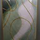 Framed Abstract Wall Art Room Decor Aesthetic Green White and Gold Lines Boho Canvas Wall Decor Artwork Modern Home Wall Decor for Living Room Bedroom Office Decor 24"x48"