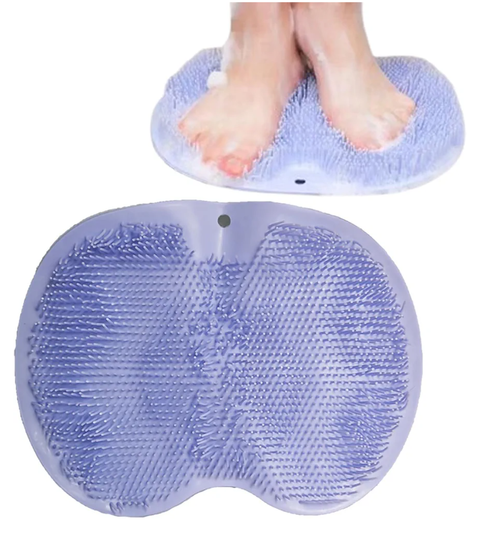 YVPSI Shower Foot & Back Scrubber, Wall Mounted Massage Pad, Silicone Bath Massage Cushion Brush with Suction Cups for Body Scrubber Improve Foot Circulation & Soothes Tired Feet (Blue)