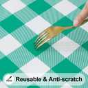 Smiry Rectangle Picnic Table Cloth, Elastic Waterproof Fitted Vinyl Tablecloths, Flannel Backed Buffalo Plaid Table Covers for Dining, Camping, Outdoor (White and Green, 30" x 72") 2 Pack, Green and Red
