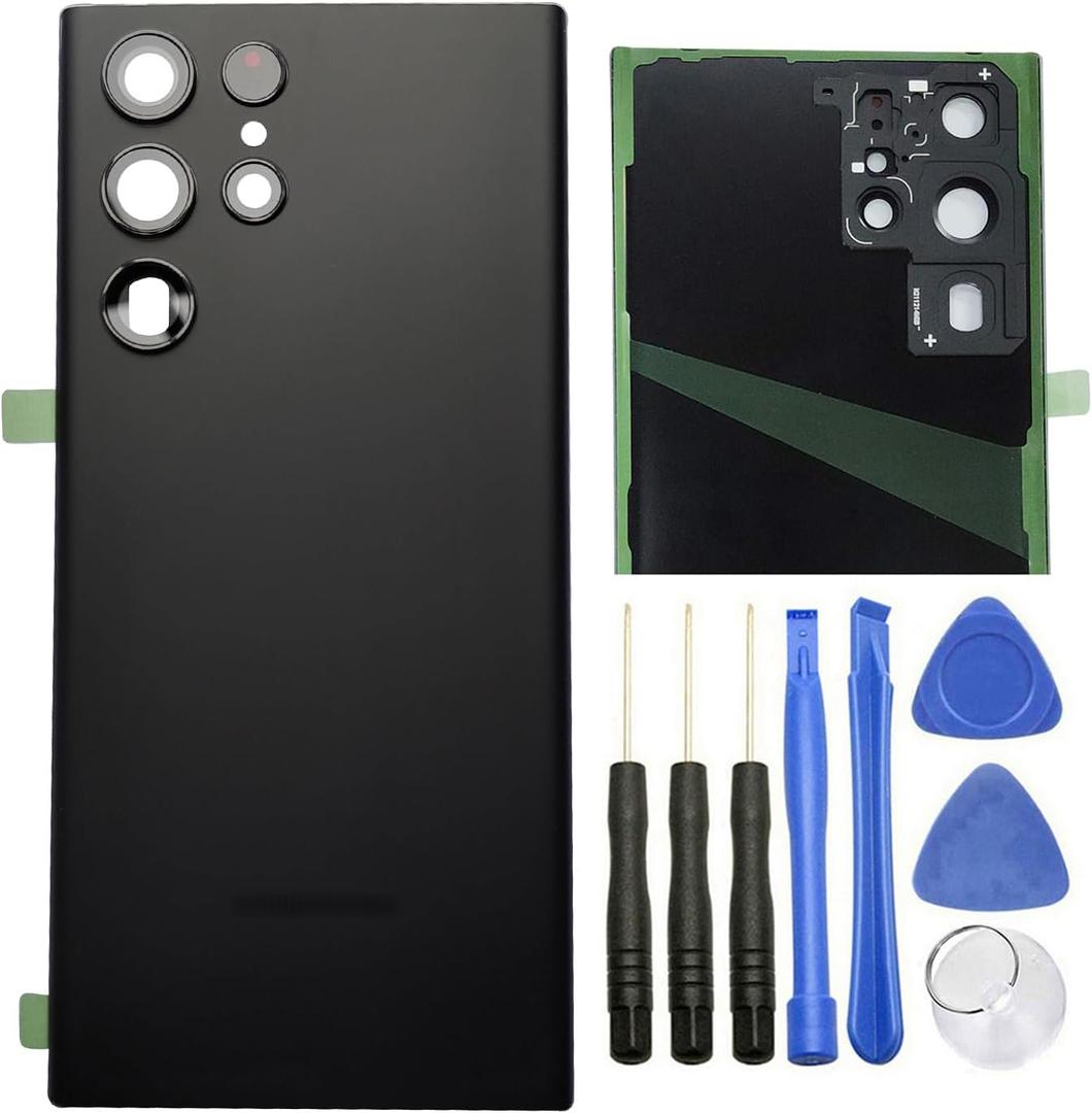 ubrokeifixit Galaxy S22 Ultra 5G Rear Panel Back Glass Door Cover Replacement for Samsung Galaxy S22 Ultra 5G 6.8" 2022" SM-S908(NOT for S22 6.1",NOT for S22+ 6.6") (S22 Ultra/Black-Gray)