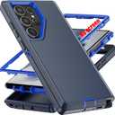 for S24 Ultra Case,[Military Grade] 3 in 1 Full Body Shockproof Dust/Drop Proof Heavy Duty Protection Cover, for Samsung Galaxy S24 Ultra 6.8 Inch, Dark Blue+Blue