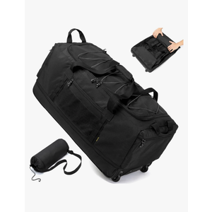 Laripwit Collapsible Duffle Bag with Wheels 130-170L Extra Large Expandable Travel Duffel Bag for Men Women Heavy Duty Military Duffle Bag for Camping Rolling Foldable Carry On Luggage, Black
