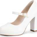 IDIFU IN4 Mary Jane Shoes Closed Toe Heels Platform High Chunky Block Heels Women's Pumps Comfortable Dress Shoes for Women Wedding Bridal Work Fashion Round Toe Pumps Shoes Size 8,5