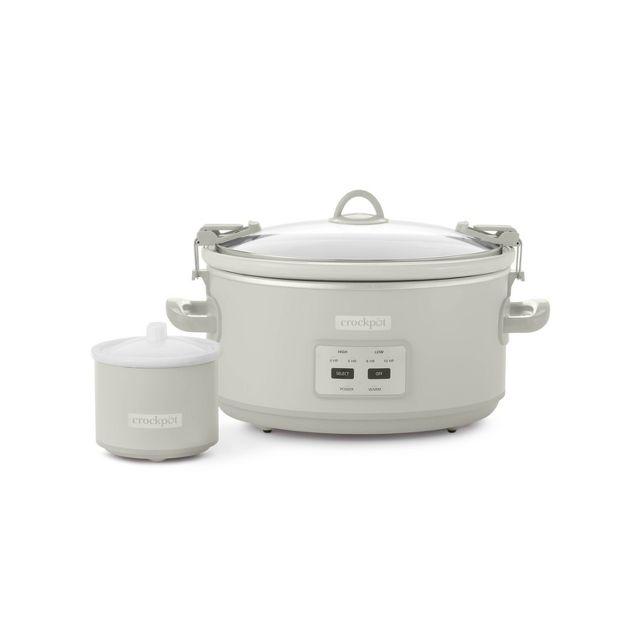 Crock-Pot Designer Series 7qt Slow Cooker with Bonus Little Dipper Mushroom: 4 Settings, Stoneware, Stainless Steel, Keep Warm