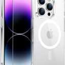 Temdan for iPhone 14 Pro Max Case Clear with Screen Protector, [Compatible with Magsafe][Anti-Yellowing][Military-Grade Protection] Shockproof Magnetic Phone Case for iPhone 14 Pro Max, Transparent