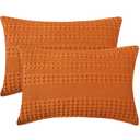 PHF 100% Cotton Waffle Weave Euro Sham Covers, 2 Pack 26" x 26" Bed Pillow Covers for Elegant Home Decor, No Filling, Luxury Aesthetic Soft Euro Pillow Cases for Bed