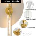 Knurled Brass Tube Wall Sconce - Set of 2 Luxury Modern Dimmable Sconces with Bulbs - Gold Glass Vanity Light Fixture - Vertical or Horizontal Mounted Indoor Lighting for Bathroom Bedroom Living Room