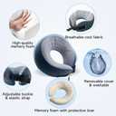 SPRFUFLY Soft Travel Pillow, 100% Memory Airplane Pillow with Sleep Mask and Ear Plugs, Breathable Removable Cover & Ergonomic Design - Essentials Neck Pillow for Airplane, Office & Home Use (Blue)