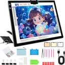 TSOCOS Rechargeable A3 Diamond Painting Light Pad, Battery & USB Powered, 3 Colours, 6 Levels Brightness, Tracing Light Box with Stand & Magnetic Clip