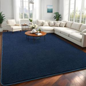 Large Modern Area Rugs for Bedroom Livng Room, 6x9 Feet Navy Blue Memory Foam Indoor Carpets, Machine Washable Rugs Minimalist Low Pile Rug for Kids Room Nursery Home Decor, Blue (6ftx9ft, A-navy Blue)