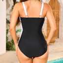Smismivo Tummy Control Swimsuits for Women Slimming One Piece Bathing Suit Curvy Retro Vintage 2025 Color Block Swim Suit (M)