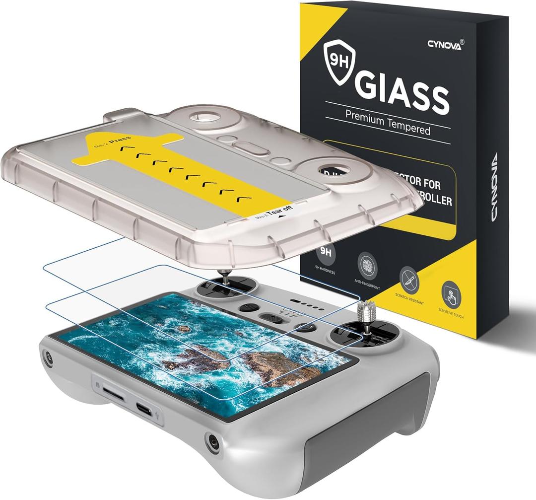 CYNOVA DJI RC2 Screen Protector with Auto Alignment Kit, DJI RC Controller HD Tempered Glass Screen Protector Film For Mini 5 Pro/Flip/Mini 3 / Mini 3 Pro/Air 3 Accessories