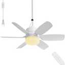 20.5'' Gazebo Ceiling Fan with Light, Plug in Outdoor Hanging Fan for Patio Canopy Tent Porch RV, 5 Fan Speeds with Adjust Lighting, 16.4 FT Cord, 8 Hours Timer (Remote need Paired before Use)