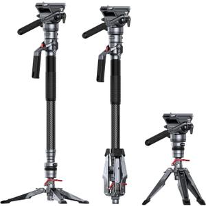 SmallRig 175cm / 68.9" Carbon Fiber Video Monopod for Camera, Compact Camera Monopod with One-Button Lift & Lock, Max. 5kg Playload Fluid Head Fits for DJI RS and for MFT 501L