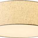 18-Inch Large Flush Mount Ceiling Light Fixture with Linen Fabric Shade, Modern Drum Light Fixture 3-Light Bedroom Lights for Ceiling, Farmhouse for Living Room, Dining Room, Kitchen, Entrance