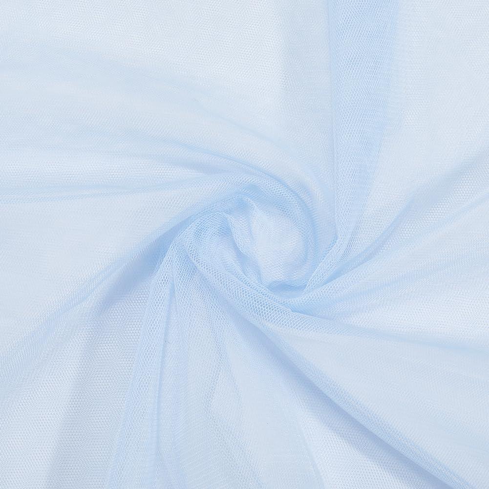 2.19 Yards Light Blue Netting Mesh Fabric Soft Mosquito Tulle Cloth by The Yard Voile Solid Sheer Polyester Gauze Fabrics for Sewing Making Crafts Clothes Dresses Costumes Decor Wedding DIY