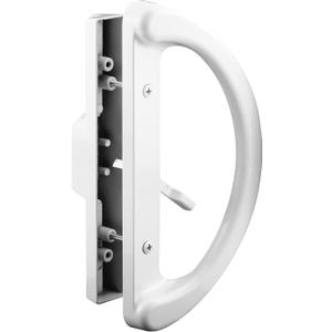 Prime-Line C 1225 Mortise Style Sliding Patio Door Handle Set - Replace Old or Damaged Door Handles Quickly and Easily  White Diecast, Non-Keyed, Fits 3-15/16 Hole Spacing (1 Set)