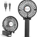 VersionTECH. Portable Handheld Fan, Powerful+Durable+4000mAh+180 Foldable, Mini Table Fans with USB Rechargeable Battery Operated Cooling Accessories for Personal Use, Travel, Office Black