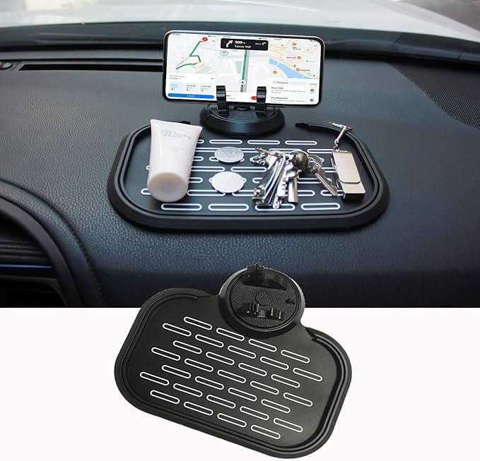 Non-slip Car Dashboard Phone Pad Universal 360 Degree Rotating Multifunctional Anti-Shake Phone Mat for Phone GPS Sunglasses Keychain Coins with Temporary Parking Number