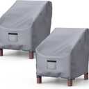 BROSYDA Patio Chair Covers for Outdoor Furniture Waterproof 2 Pack, Lawn Chair Covers 600D Heavy Duty Oxford Cloth, Large Covers for Lounge Lawn Deep Seat 33" W x 31" D x 31" H-Gray (Grey)