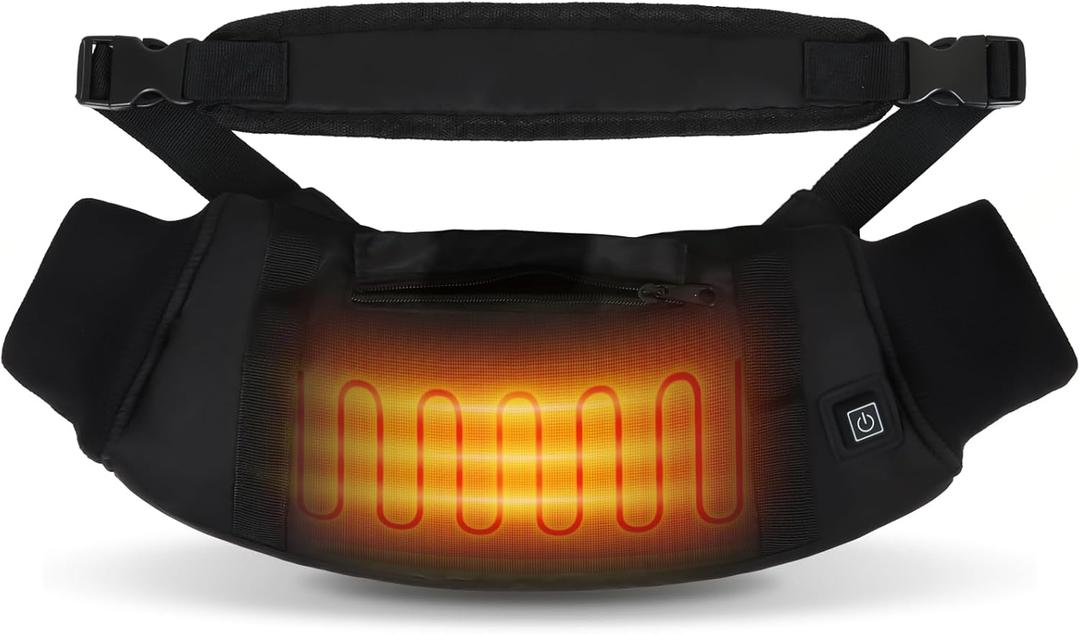 Heated Hand Warmers Pouch Electric Heated Hand Muff with 3-Level Heat Setting, Adjustable Strap, 2 Pocket, and USB Plug Hand Warmer Pouch for Hunting, Football, Golf, Fishing, Camping, Black (No Power Bank)