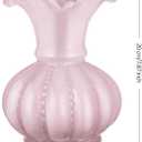 Joeyan Handmade Pink Glass Flower Vase,7.9" Vintage Decorative Urn Vase for Centrepieces Bouquet Wedding,Colored Thickened Pedestal Decorations for Rustic Home Living Room Office Farmhouse