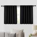 RYB HOME Short Black Curtains for Bedroom, Blackout Thermal Insulated Curtain Tiers Small Window Treatment Privacy Shades for Kitchen Farmhouse Closet, W42 x L36 inch, 2 Panels