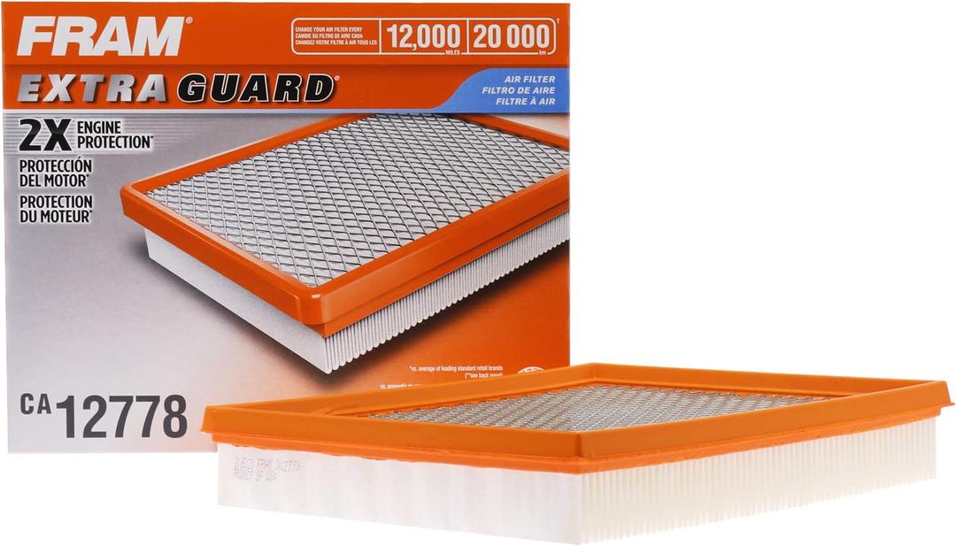 FRAM Extra Guard CA12778 Flexible Replacement Engine Air Filter for Select Ford and Lincoln Models, Provides Up to 12 Months or 12,000 Miles Filter Protection