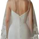 Ophea Veily Mantilla Veils Floral Lace Edge Wedding Bridal Veil Fingertip Length for Brides Ivory