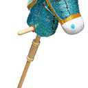 HollyHOME Sequin Unicorn Stick Horse Handcrafted Hobby Horse on a Stick with Wood Wheels Real Pony Neighing and Galloping Sounds Plush Unicorn Toy Blue 36 Inches(AA Batteries Required)