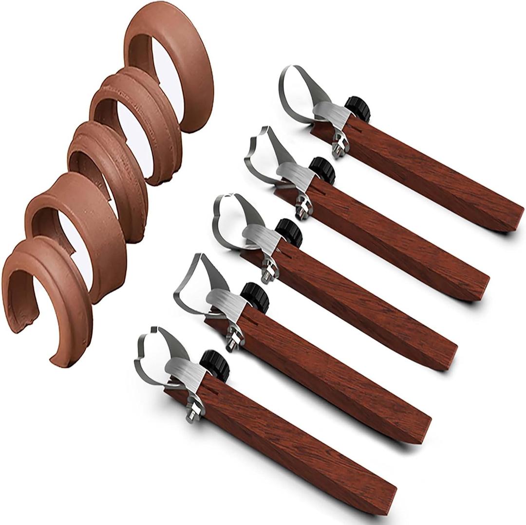 GEOCCI Pottery Handle Making Tool Sculpture Scraper Pottery Carving Tool Pottery Cup Handle Shape Tool for Tea Cup Mug Utensil Vase Handle Clay Cutters (5 PCS)