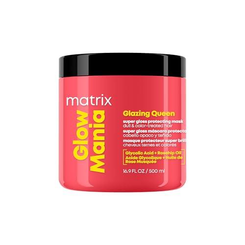MATRIX Glow Mania Super Gloss Protecting Mask - Protects Glow and Shine, With Glycolic Acid & Rosehip Oil, For Dull & Color-Treated Hair, 16.9 Fl Oz