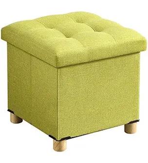 BRIAN & DANY Ottoman with Storage, Small Storage Ottoman, Folding Foot Stool with Wood Legs for Living Room and Bedroom Linen Rest Seat, 15"x15"x15