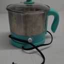 Hot Pot Electric - CACHOO Small 1.25Qt Turquoise Stainless Steel Ramen Cooker with Temperature Control & Keep Warm, Multi-Use Simmer Pot for Boiling, Stewing, Blanching - Ideal for Dorms, Camping, RVs (1.3 Quarts)