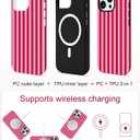 Jusy Compatible with MagSafe Striped Case for iPhone 17 Pro, Cute Aesthetic Striped Magnetic Phone Case, Soft TPU and Hard PC Protective Phone Cover for Women Girls(Matte) - Red
