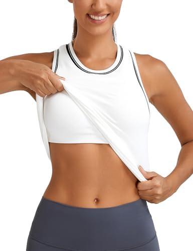 MathCat Workout Tank Tops for Women Racerback Basic Athletic Tanks Seamless Muscle Running Yoga Tops with Built in Bra, M