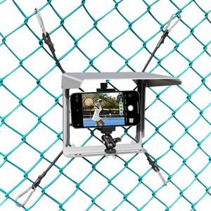 Cell Phone Fence Mount with Shade, BUMOVE Fence Phone Holder for iPhone, GoPro, Mevo Start and Other Action Cameras, for Recording Baseball, Football, Rugby, Softball, Hockey and Tennis Games (Silver)