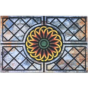 Door Mat Welcome Mat, Heavy Duty Door Mat 17.7 x 29.5 Inch Front Door Mat Rug Doormat for Outdoor Entrance Home Non-Slip Rubber Rug for Front Door, Outside, Entryway, Patio (Flower) (1'6" x 2'6" (Rectangular))