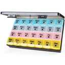 FHORAIN Monthly Pill Organizer 28 Day, 4 Weeks Pill Box 7 Day, XL Weekly Medicine Organizer for Vitamins, Fish Oil, Supplements (Multicolor+Black)