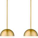 LMS 2-Pack Brushed Gold Pendant Lights, Modern Pendant Light with Milky Globe Glass Shade, Adjustable Hanging Lighting Rod for Kitchen Island Dining Room Bedroom, LMS-186BG2PK, 8" White Glass, 2 pack