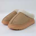 DCLTD Fluffy House Slippers for Women Men Bedroom Shoes Cozy Warm Slip on Indoor and Outdoor Winter Platform Shoes Super Soft Cloud Slippers Christmas Gifts (8.5, Fur Brown)