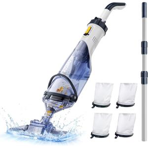 Pool Vacuum for Above Ground Pool, JESIMAIK 18.5 GPM Powerful Suction Handheld Pool Vacuum, 60min Runtime,Telescopic Pole Cordless Pool Vacuum for Above/Inground Pool, Spas, Hot Tubs Cleaning